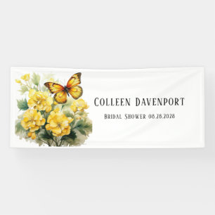 Schicke gelbe Hortensien-Schmetterling-Braut-Party Banner