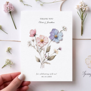 Schicke gepresste Blumen Hochzeit Danke Karte