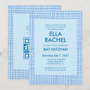 Schicke Gingham-Moderne benutzerdefinierte QR-CODE Einladung