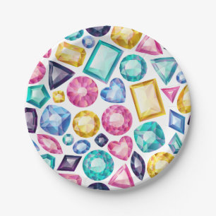 Schicke Girly glänzende Diamant-Edelsteine Pappteller