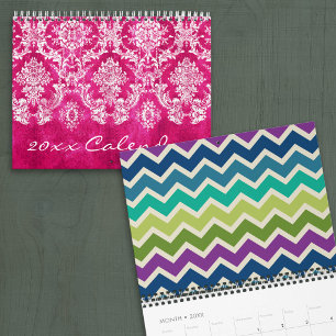 Schicke, girly Muster mit Damast und Chevronen plu Kalender