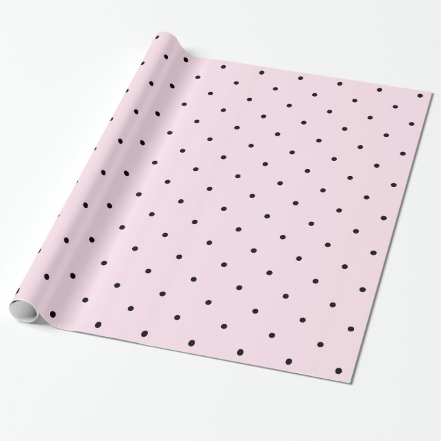 Schicke Girly rosa und schwarze Tupfen Geschenkpapier (Ungerollt)