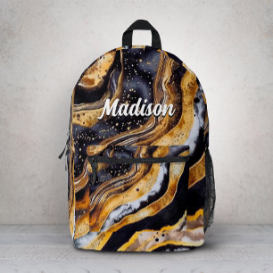 Schicke, girly schwarze Goldmarmor-Kunst Bedruckter Rucksack