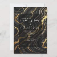 Schicke Glamouröse Schwarz Gold Marmor Optik Hochz