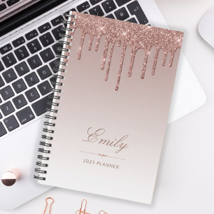 Schicke Glitter-Drips Rose Gold Personalisiert 202 Planer