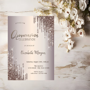 Schicke Glitter-Tropfen Quinceañera Einladung