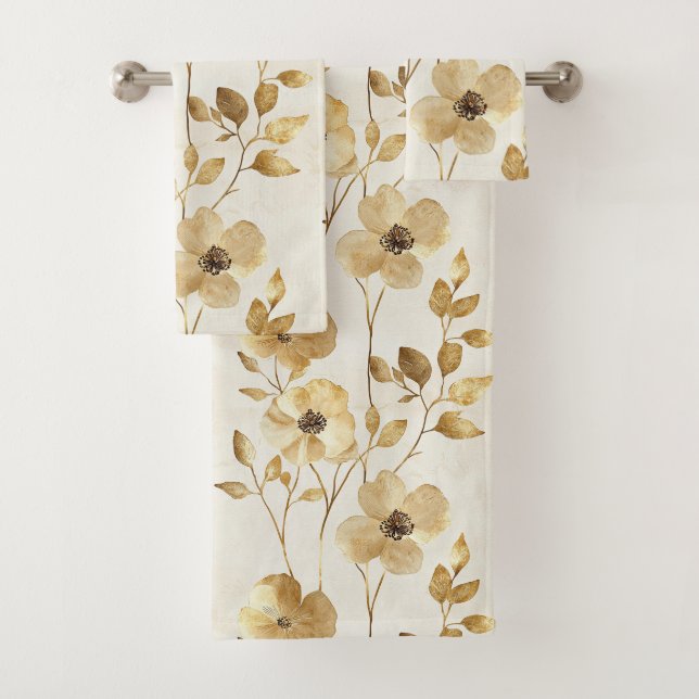 Schicke Gold Glam Blumen Badhandtuch Set (Insitu)
