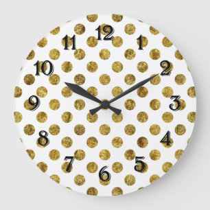 Schicke Gold Glamour Punkte Große Wanduhr