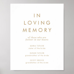 Schicke Gold-Typografie In Loving Memory Gedenktaf Poster