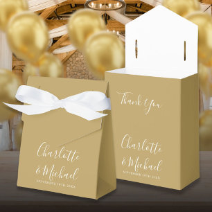 Schicke Gold- und Weiße Schrift Hochzeitsgunstbox Geschenkschachtel