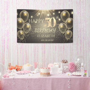 Schicke Goldene Luftballons Sterne 50. Geburtstag Banner