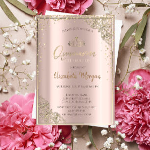 Schicke goldene Tiara, Diamanten Roségold Quinceañ Einladung
