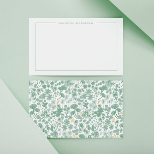 Schicke grüne Ditzy-Blumenpersonalstationery Mitteilungskarte