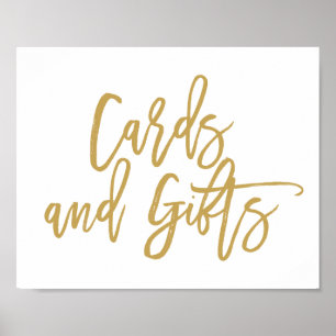 Schicke handgeschriebene Goldkarten und Geschenke Poster