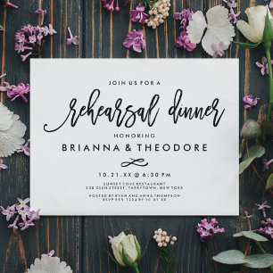 Schicke handgeschriebene Hochzeitsprobe-Dinner-Ein Einladung