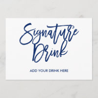 Schicke handgeschriebene Navy-Signature-Drinks