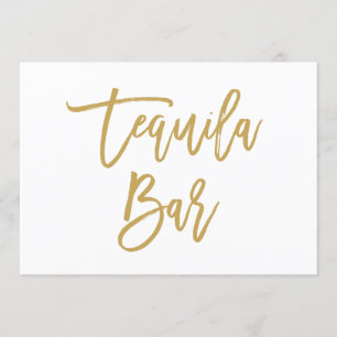 Schicke handgeschriebene Tequila-Bar in Gold Einladung