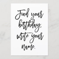 Schicke handschriftliche Finde deinen Geburtstag,