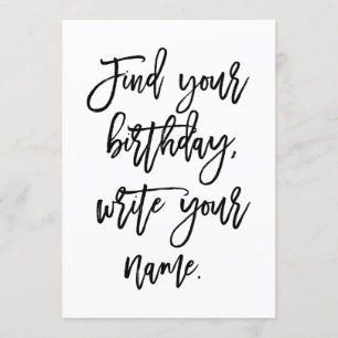 Schicke handschriftliche Finde deinen Geburtstag, Karte