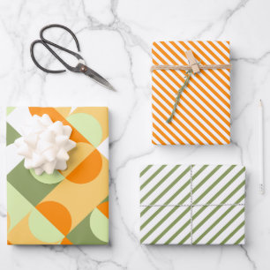 Schicke helle grüne sonnige orange Kreise Kunst Mu Geschenkpapier Set