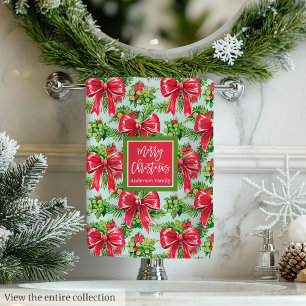 Schicke hellrosa und grüne Weihnachts-Preppy-Handt Badhandtuch Set