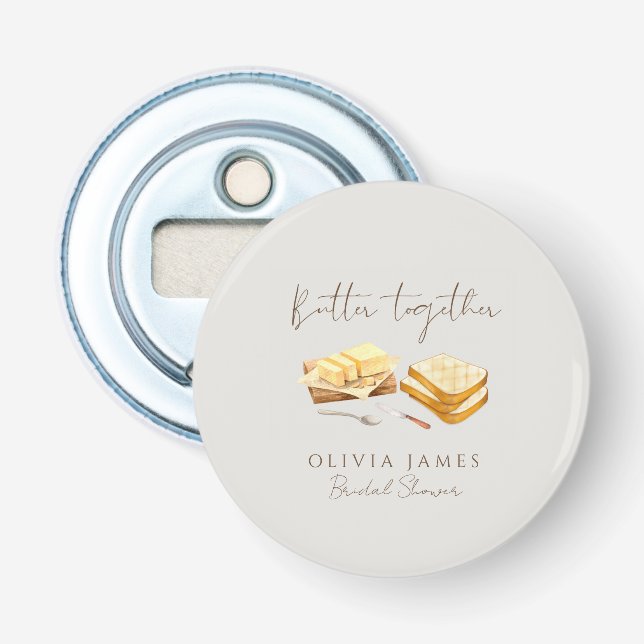 Schicke Hochzeits-Brot-und-Butter-Party Flaschenöffner (Vorderseite)