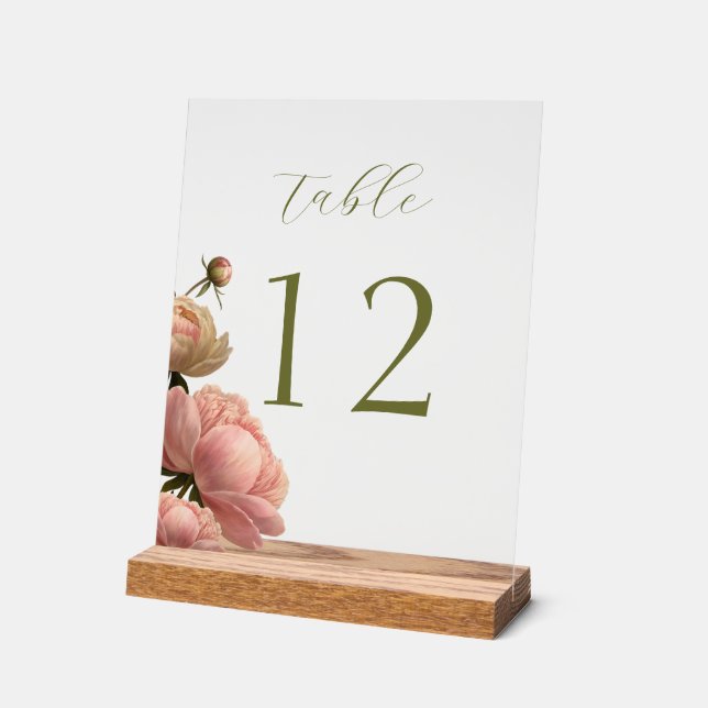 Schicke Hochzeitstisch-Nummer Rose Acrylschild (Winkel)