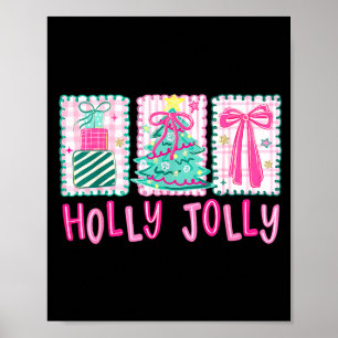 Schicke Holly Weihnachten Fröhliche Kokette Schlei Poster