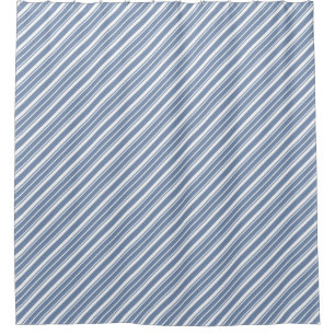 Schicke Indigo-Blau-und Weiß-tickende Streifen Duschvorhang