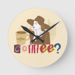 Schicke Kaffeeuhr im Retro-Stil Runde Wanduhr