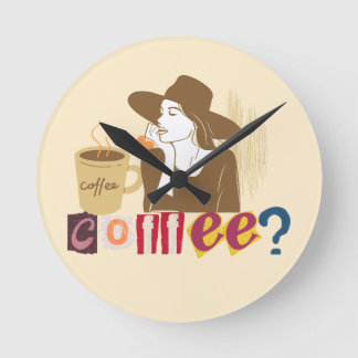 Schicke Kaffeeuhr im Retro-Stil Runde Wanduhr