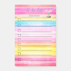 Schicke Kaktus-Aquarell-gestreifte To-Do-Liste Post-it Klebezettel