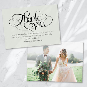 Schicke Kalligrafie-Schrift Foto-Hochzeit Dankeskarte