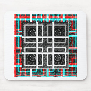 Schicke karierte schwarze, weiße und rote Grafik K Mousepad