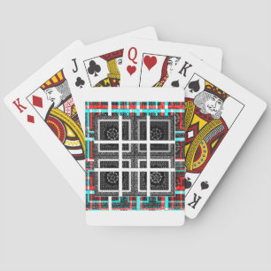 Schicke karierte schwarze, weiße und rote Grafik K Spielkarten