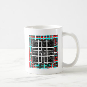 Schicke karierte schwarze, weiße und rote Grafik K Tasse