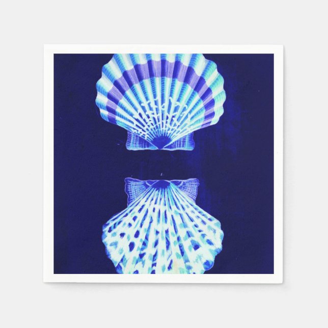 schicke Küstenstrände rustikal nautische blaue Mus Serviette (Vorderseite)