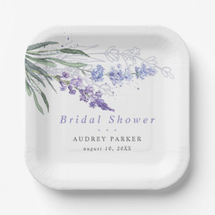 Schicke Lavendel-Wasserfarben-Blumenhochzeit Pappteller