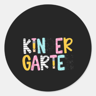 Schicke Lehrerpencil-Notizbuch Hallo Kindergarten Runder Aufkleber
