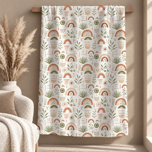 Schicke leichte braune Elfenbein-Sage-Boho-Regenbo Fleecedecke