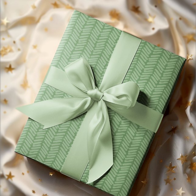 Schicke leichte dunkle Salbeigrün gestreifte Zickz Geschenkpapier (Von Creator hochgeladen)