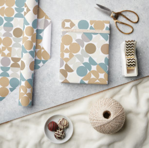 Schicke leichte Teal-Taupe-Tan-Beige-Kreise-Muster Geschenkpapier