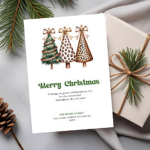 Schicke Leopardenprint-Weihnachtsbaum-Grußkarte Feiertagskarte