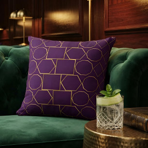 Schicke Luxus-Gold-Geometrie in königlichem Violet Kissen