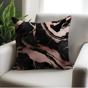 Schicke Luxus-Schwarz-Roségold-Marmor-Optik Kissen