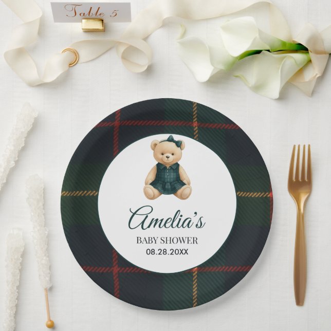 Schicke Luxus-Teddybär-Baby-Party  Pappteller (Hochzeit)