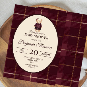 Schicke Luxus-Teddybär-Babyparty Einladung