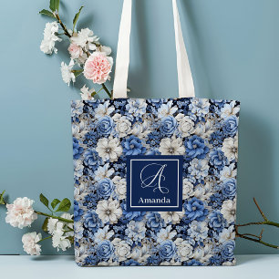 Schicke marineblaue Blumen-Tasche mit individuelle