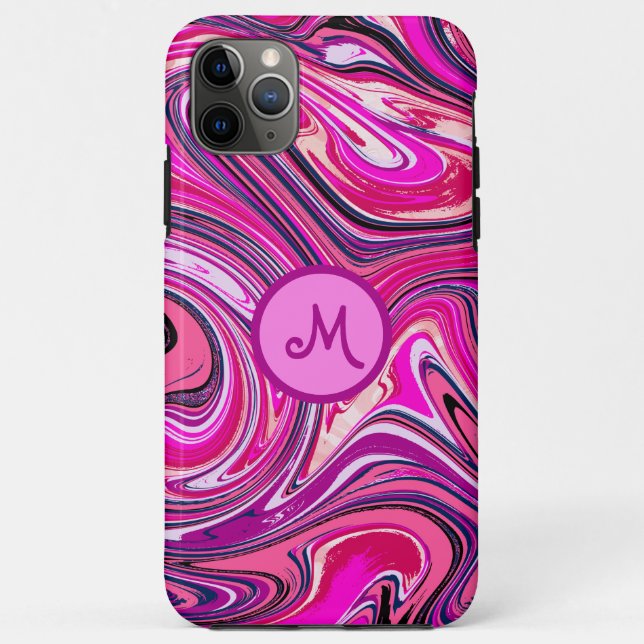 Schicke Marmorwirbel-Monogramm Case-Mate iPhone Hülle (Rückseite)