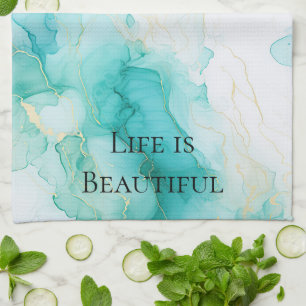 Schicke Minze Weiße Goldene Brautparty Geschirrtuch